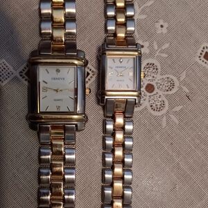 Geneve Gold and Silver Tone Watch Set